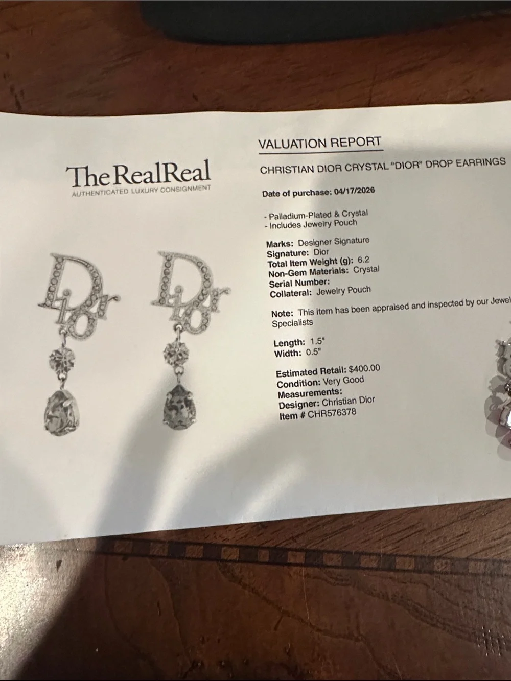 Christian Dior crystal Dior drop earrings - Picture 4 of 5